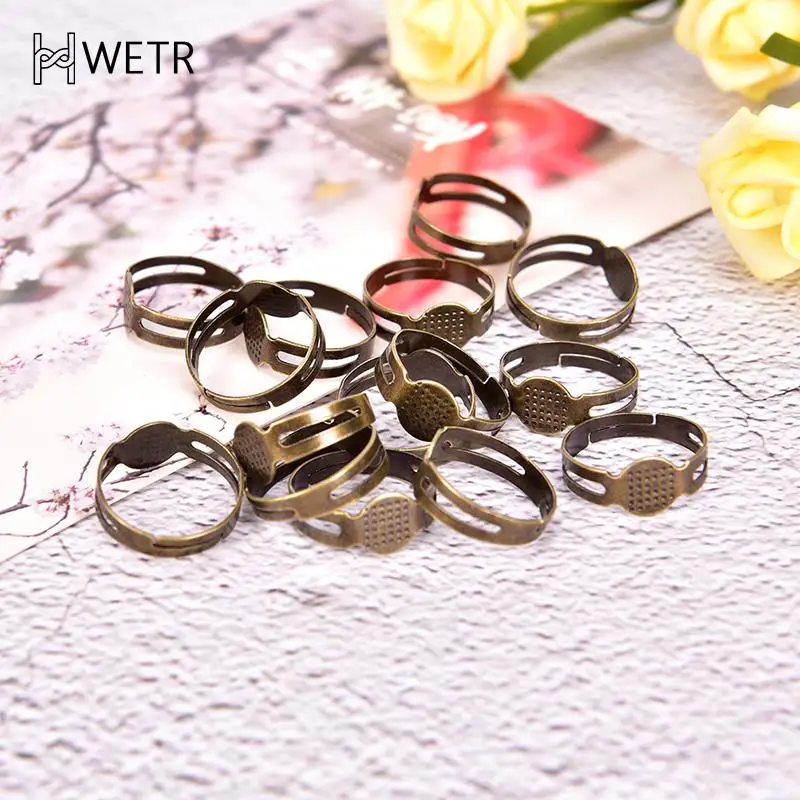 

50 шт., 8 мм, регулируемые плоские основания для кольца