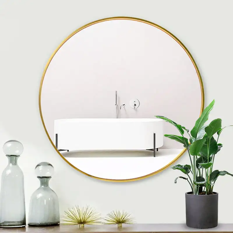 

Круглое зеркало с креплением, круглое настенное зеркало с фотоэлементами и четким отражением для ванной, гостиной, прихожей, Golde