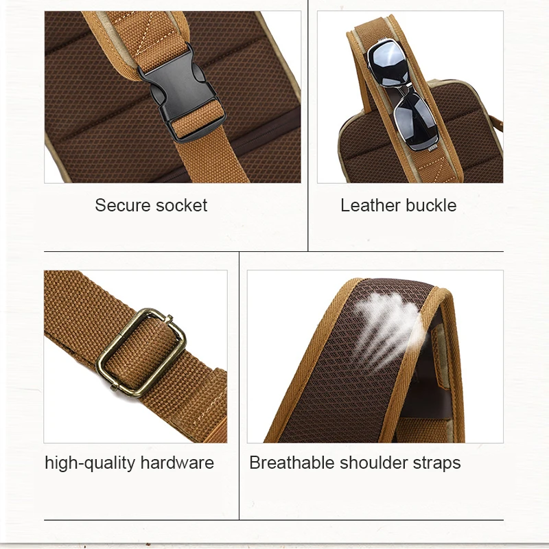 Vintage Men's canvas Large Capacity chest bag Crossbody multifunctional Sling Bag