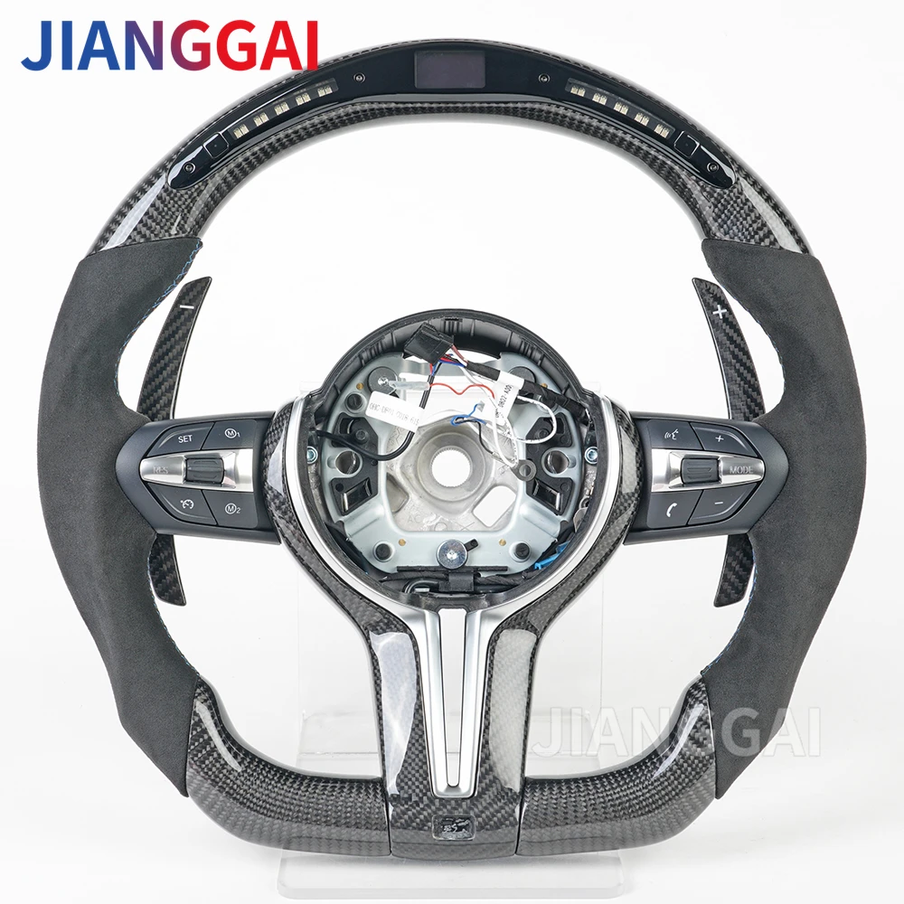 

Led Steering Wheel Carbon Fiber Fit For BMW M5 F10 F90 / M6 F06 F12 F13 / M8 F91 F92 F93 / 5-7 series Perforated Leather