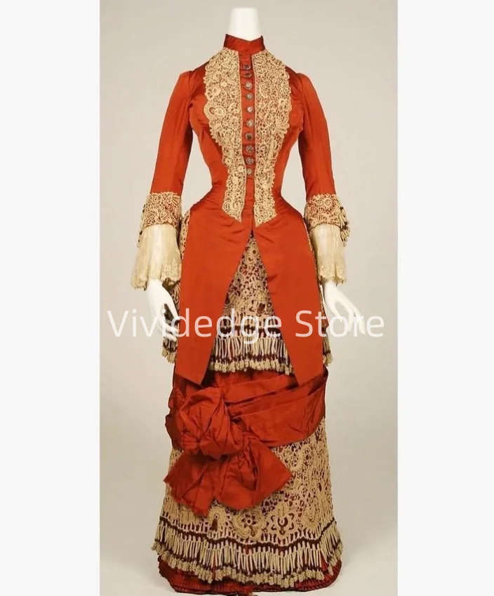 Винтажное платье для выпускного вечера с тыквой и золотой аппликацией 18th Century Robe A