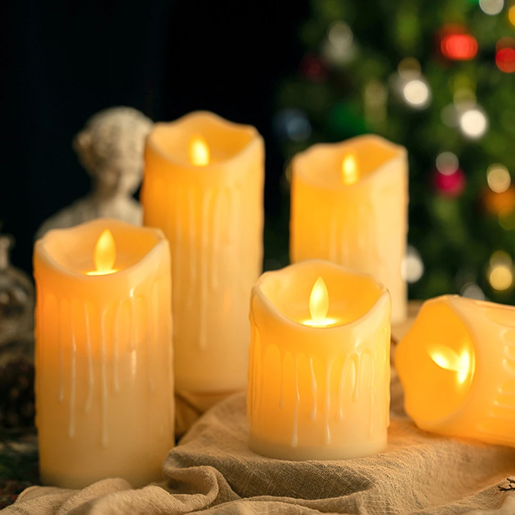 

LED Flameless Candle Tea Lights Battery Operated Night Lamp Tears Candle Light for Party Home Bedroom Decors