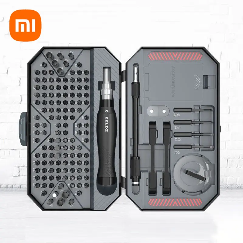 

Xiaomi DELIXI 145-in-1 Screwdriver Set Precision Magnetic Screw Driver Bits for Mobile Phone Repair Screwdrive Kit Hand Tool Box