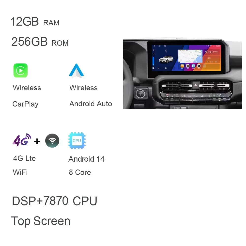 

QLED 1920*720 Carplay 12,3 "Android 13 12 ГБ + 256G автомобильный Android плеер GPS WIFI радио для Toyota Land Cruiser Prado LC250 2022-2024