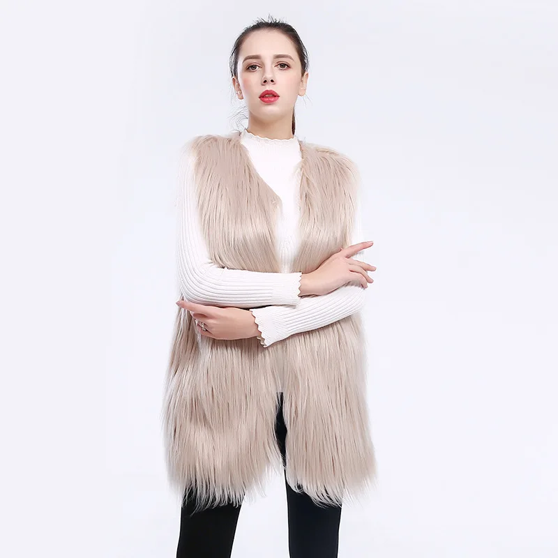 11 Colors Faux Fur Waistcoat Women Elegant Fashion O-Neck Loose Casual Fake Fur Coats Autumn Winter Solid Warm Thick Furry Vest
