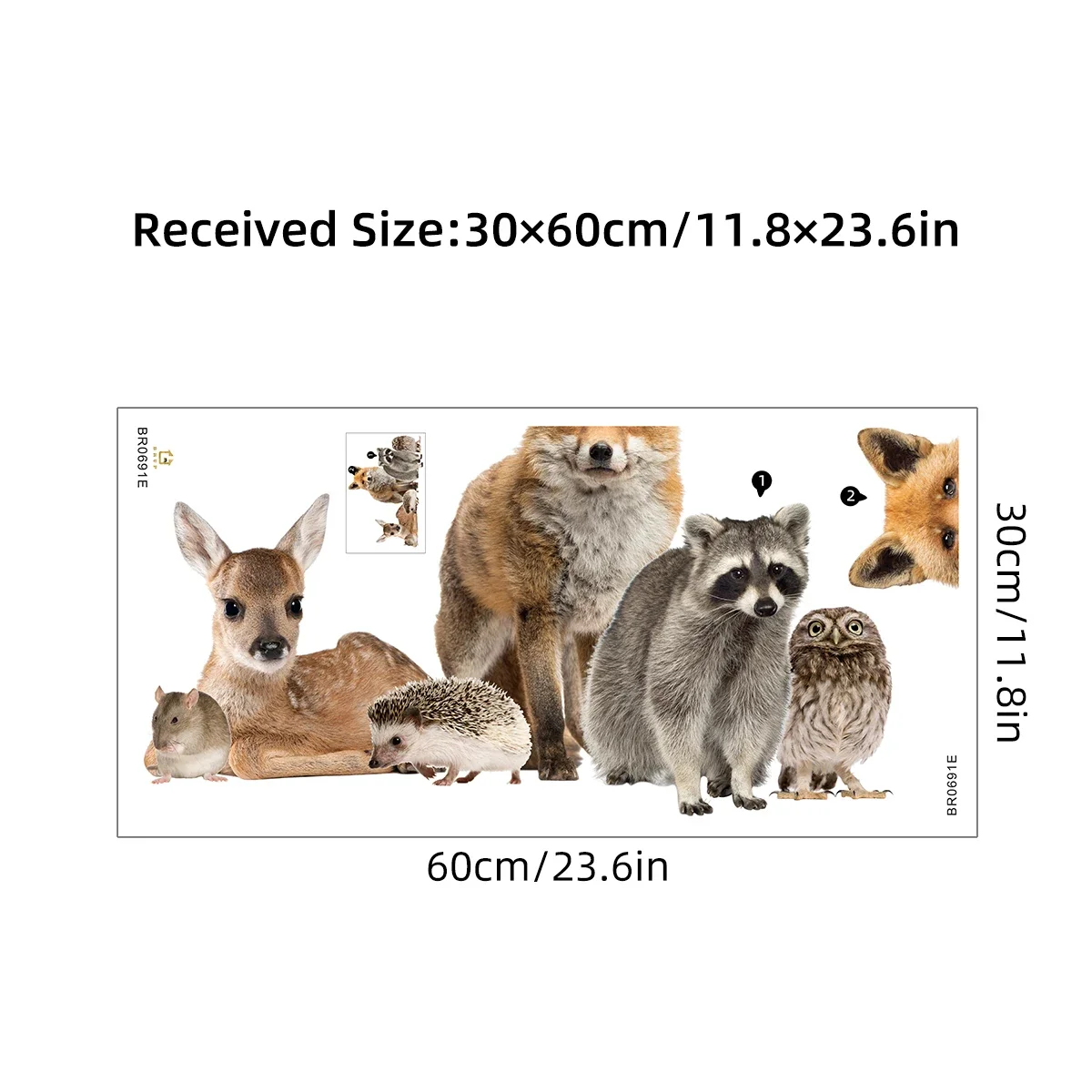 1 шт. акварельные реалистичные наклейки на стену с изображением животных енота