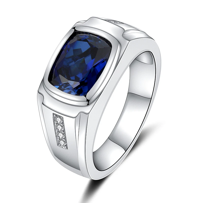 

Кольцо мужское из серебра 925 пробы с синтетическим сапфиром