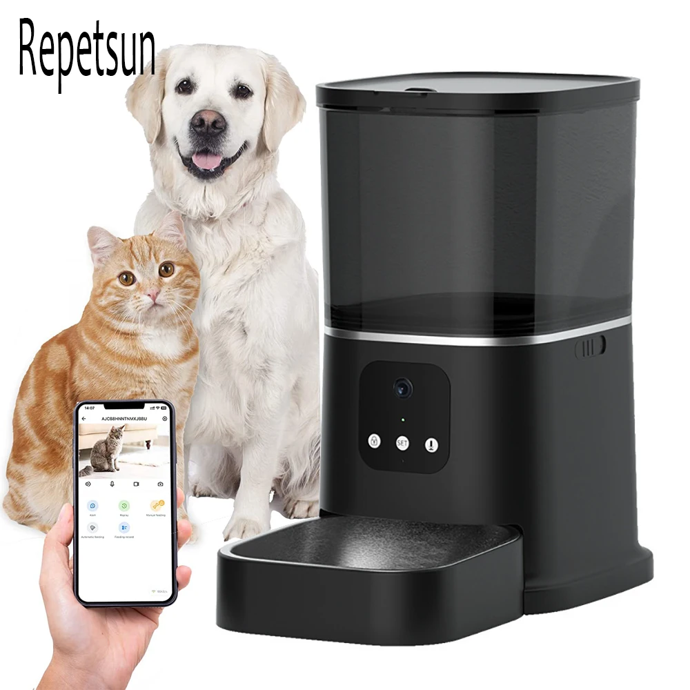 

Automatic Pet Feeder Smart Recorder APP Control Remote Feeding Timer Feed Cat Dog Food Dispenser With WiFi HD Camera Pet Bowl