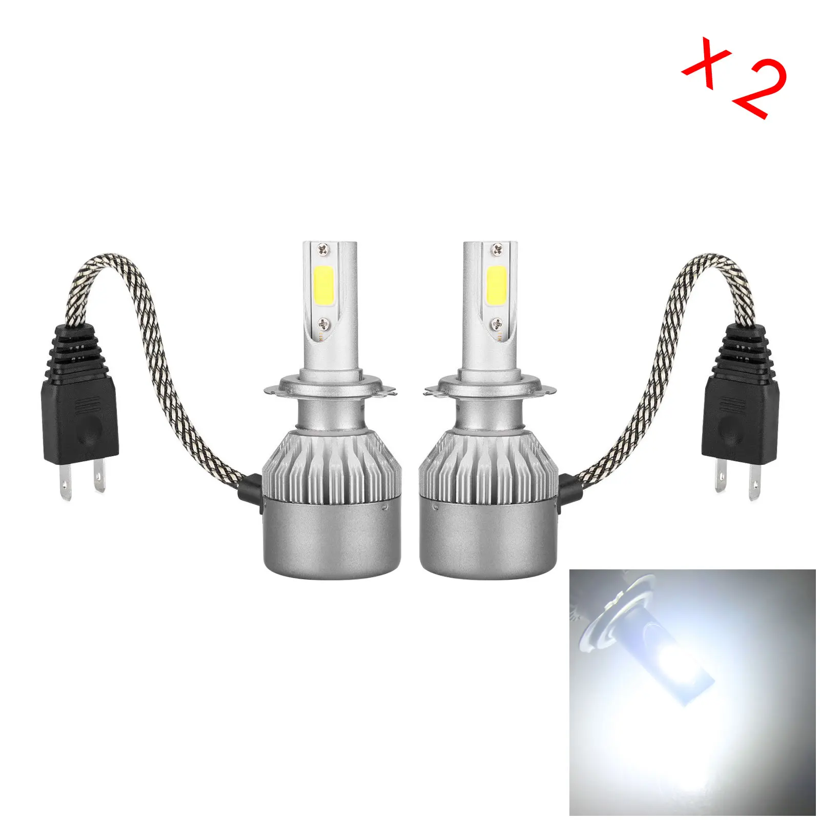2 шт. Автомобильные светодиодные лампы H7 6000 К лм