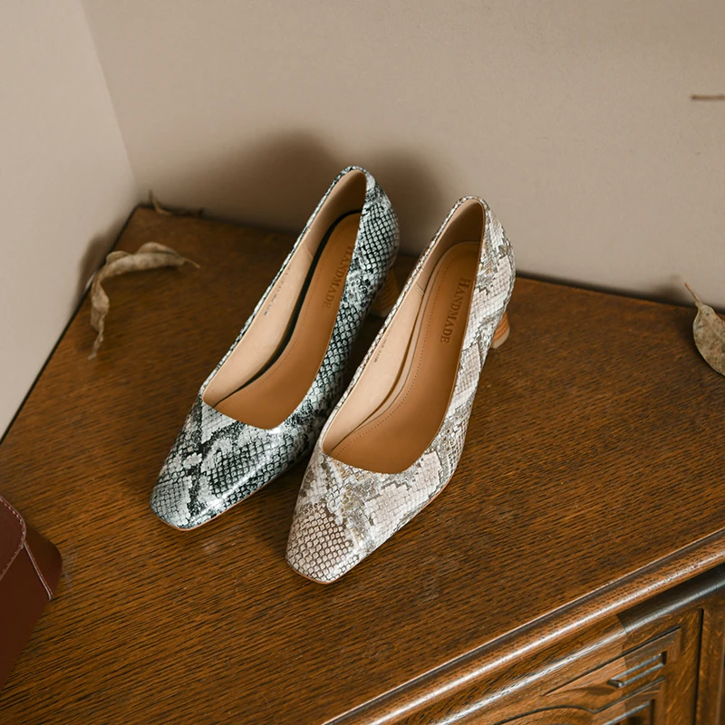 Женские туфли из натуральной кожи со змеиным тиснением 22-2022 см | Обувь
