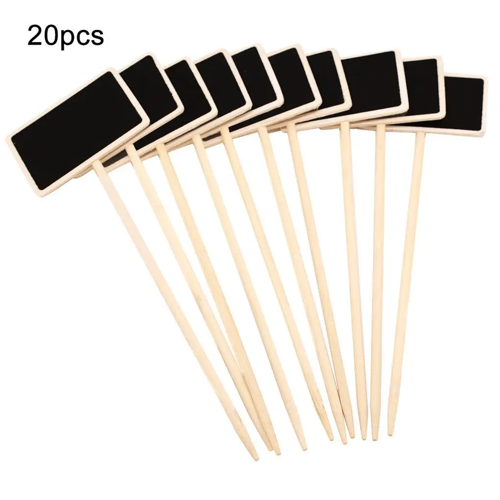

20Pcs Plant Name Labels Herb Garden Home Flower Pot Undefined Blackboard Wooden Chalkboard Labels Round Rod Long Garden Supplies