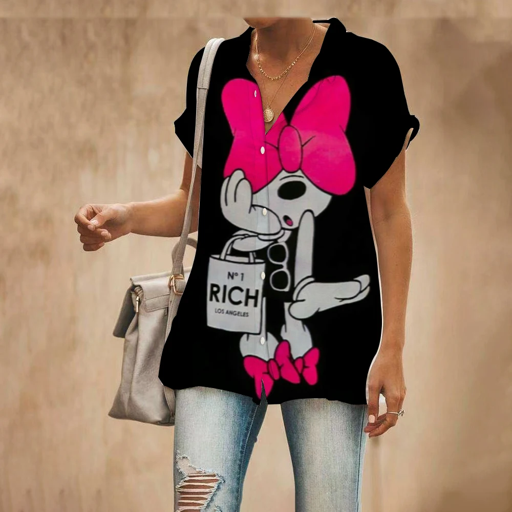 

Футболка женская летняя розовая с коротким рукавом и 3D-принтом