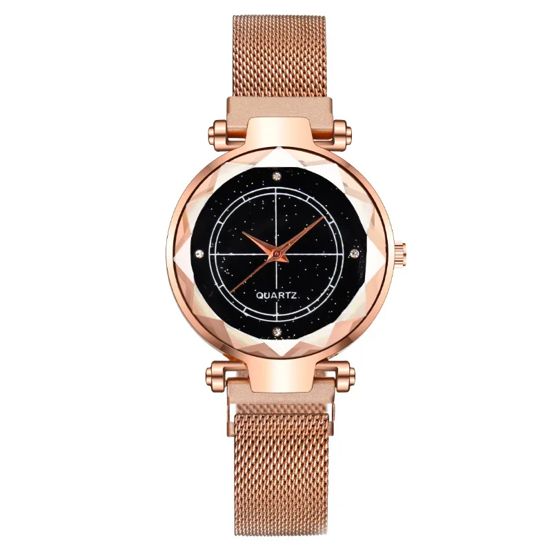 

Fashion Female Wrist Watches For Men Magnet Watch Luxury Gold Alloy 3D Glass Diamond Ladies Quartz Watch For Women Montre Femme