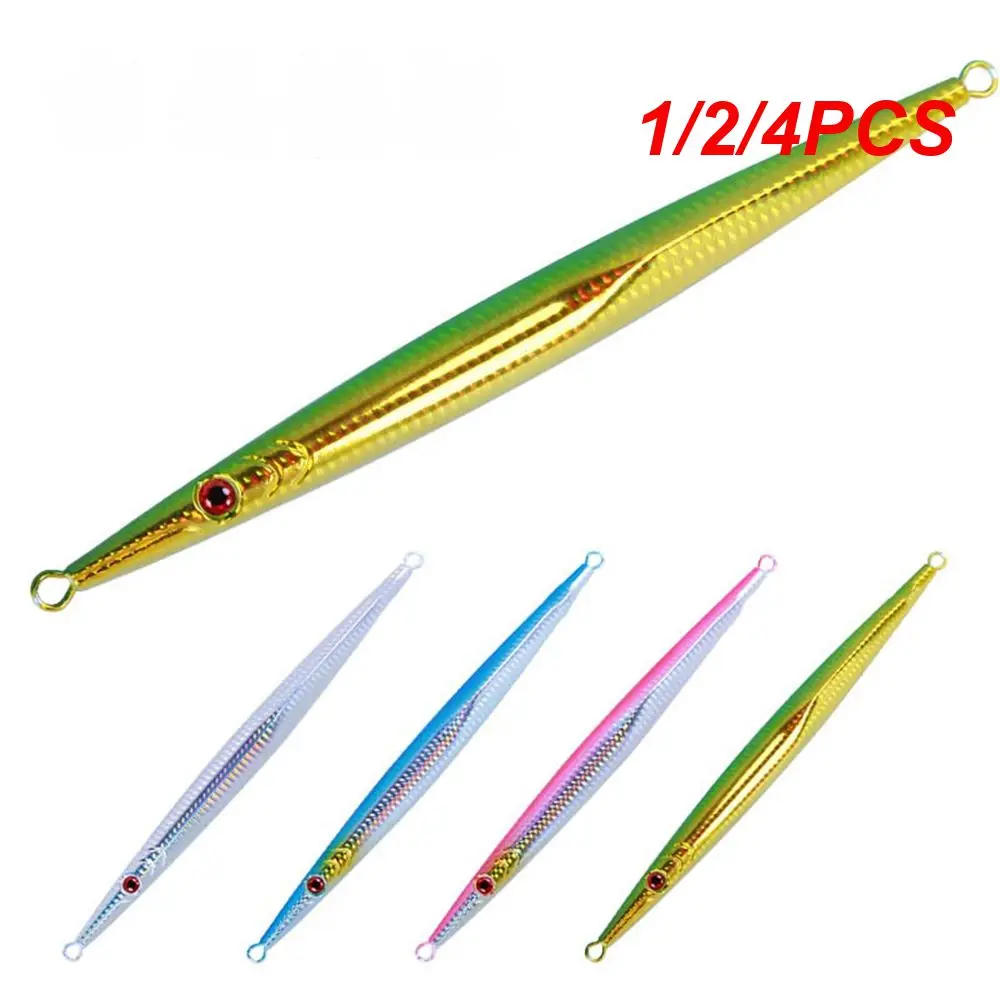 

1/2/4PCS 60g 80g Fishing Lure Needle Fish Fast Jigging Lure Glow Metal Jigs Sinking Hard Bait Saltwater Pencil Bait Assist Hook