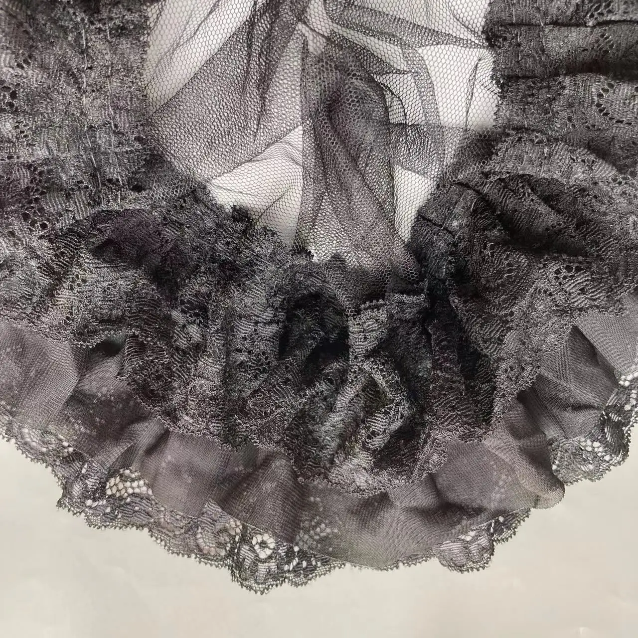1 ярд черная трехслойная плиссированная кружевная бейка шифоновая ткань вышивка