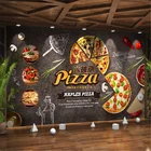 Пользовательский Западный фаст-фуд Ресторан промышленный декор черная стена фон настенная бумага 3D пицца снэк-бар настенная бумага 3D