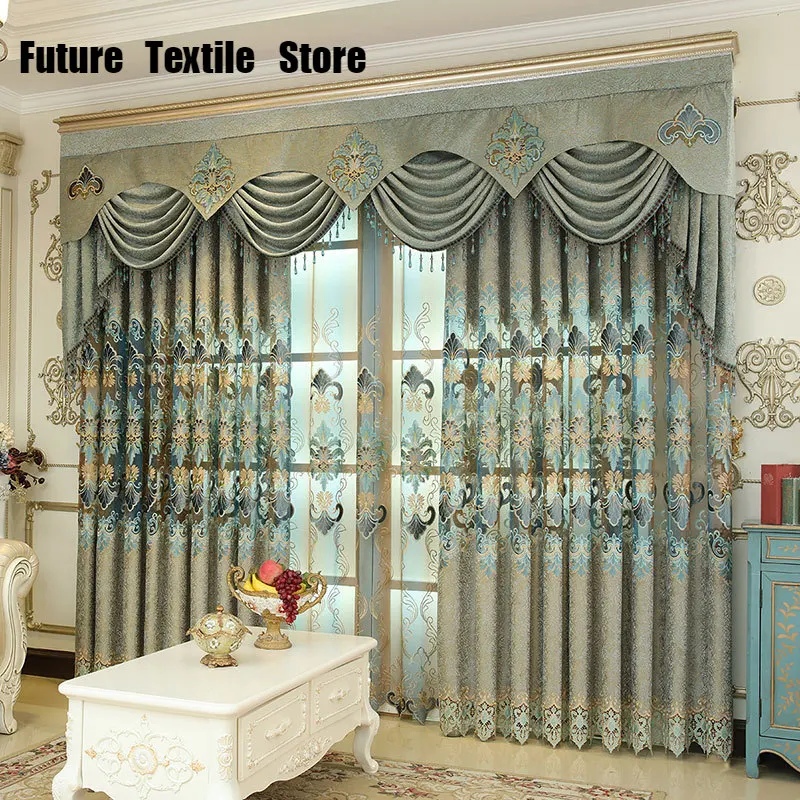 

Customized High-End European Curtains for Living Room Bedroom Classical Embroidery Curtain Luxury Lace Embroidered Curtains