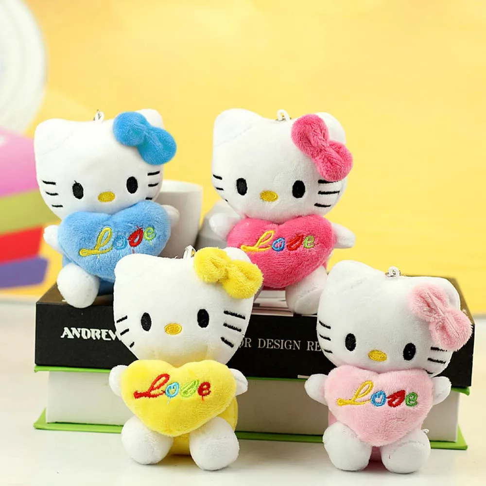 

10Cm Hello Kitty Plush Keychain Kawaii Sanrio Hellokitty Cute Sanrio Cartoon Anime Bag Backpack Keys Children Plush Toys Gift