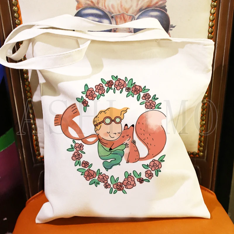 

Tote Bag Aesthetic Little Prince High Capacity Shopping Bag Cartoon Casual Handbag For Women Canvas Shopper Bag Hand Cloth Bag