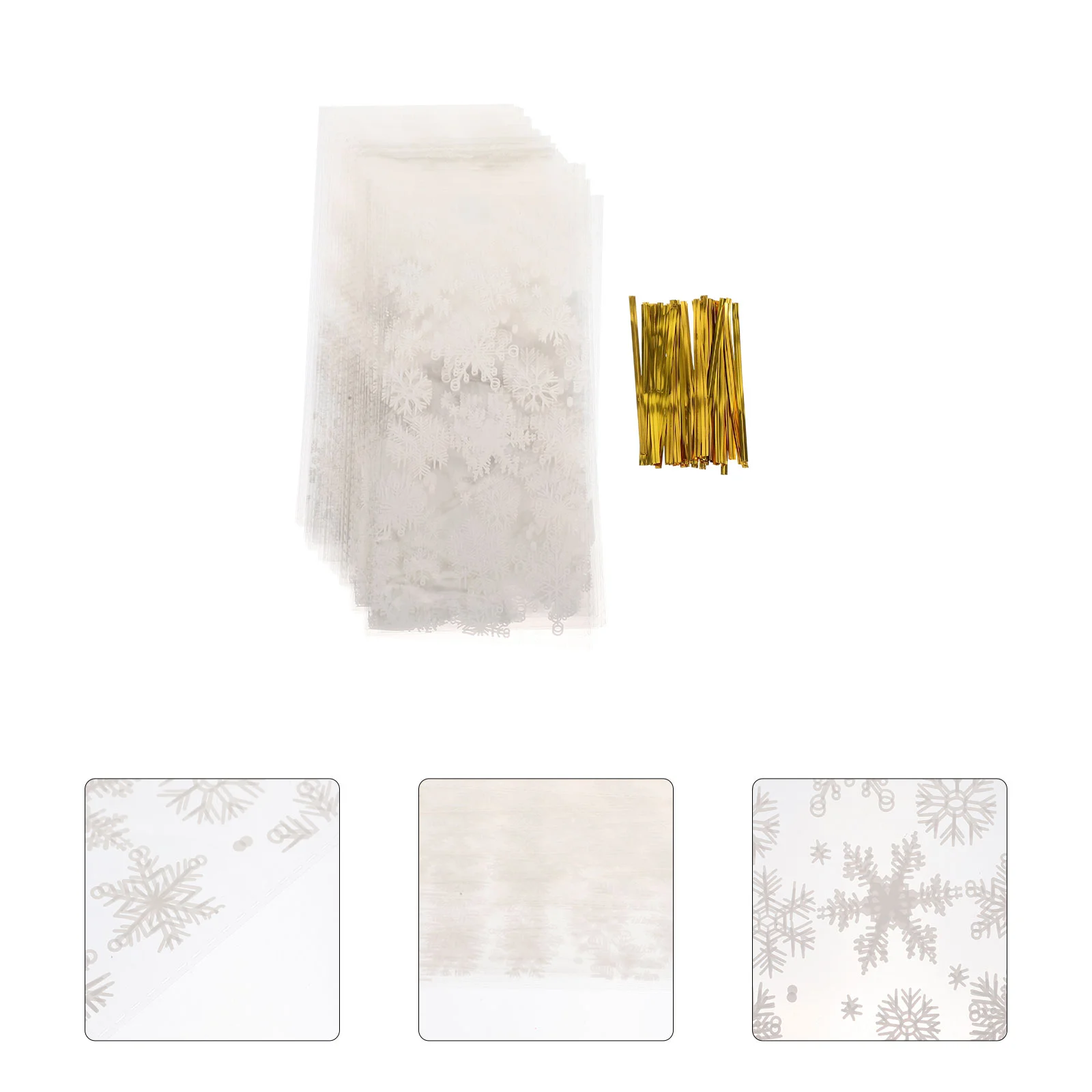 

Christmas Candyxmasgift Treat Packing Cookie Snack Party Snowflake Storage Goodie Present Pouches Holder Cellophane Wrapping