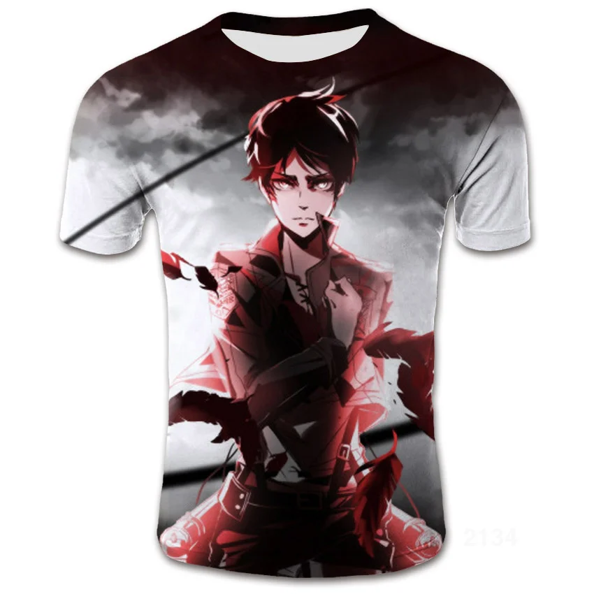 

Summer new Japanese 3D animation digital printing T-shirt teenage fashion men and women short sleeve top men