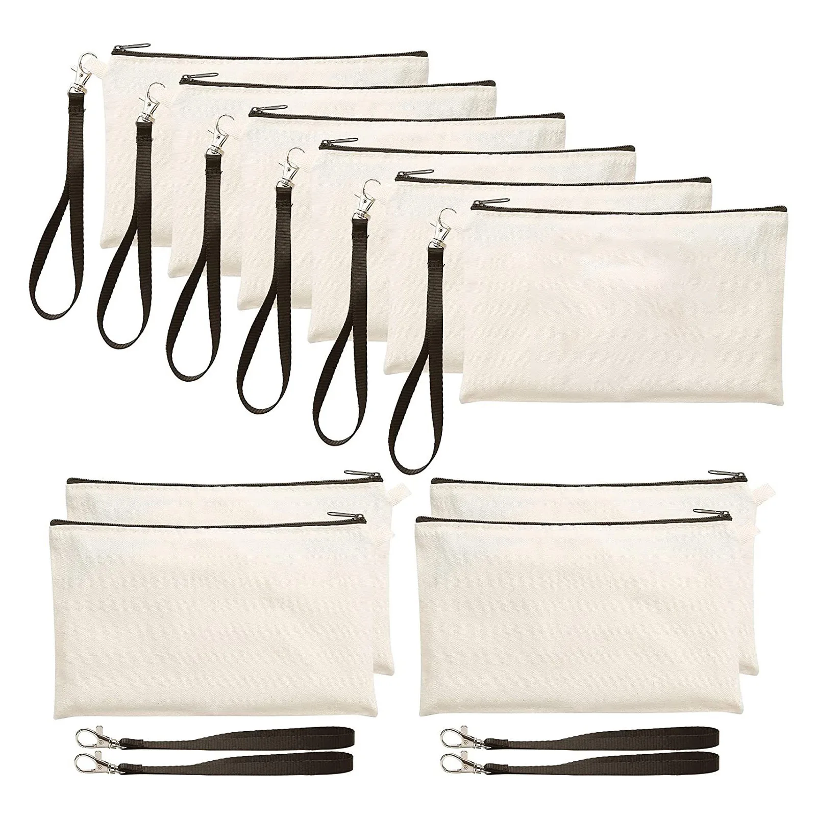Sublimation Bags Blank Heat Transfer Makeup Bags 10PCS Canvas Pencil Pouch Bulk Multi-Purpose Travel Toiletry Bag DIY Craft