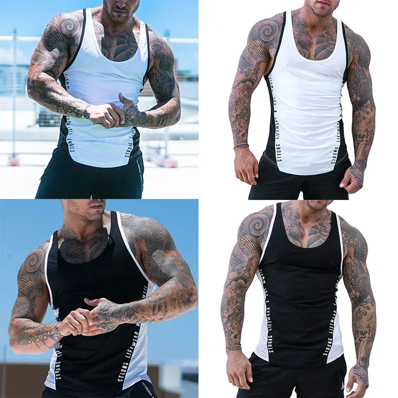 

Men T Shirts Workout Top Tank Top Sleeveless T-Shirt Gym Vest Training Sports Breathable Slim Fit Printed Underpainting Tops