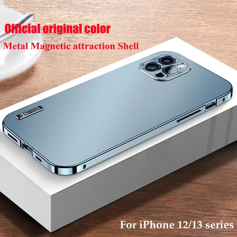 

Luxury Metal Fram Magnetic Shell for iphone 13 12 11 Pro Max Phone Case Built in Lens protection aluminium alloy ultrathin cover