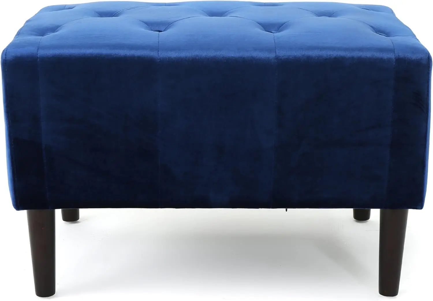

Tufted Velvet Ottoman, Navy Blue / Dark Brown Wiggle stool Poop stool Telescoping stool Pouf ottoman Wooden chair Telescopic sto