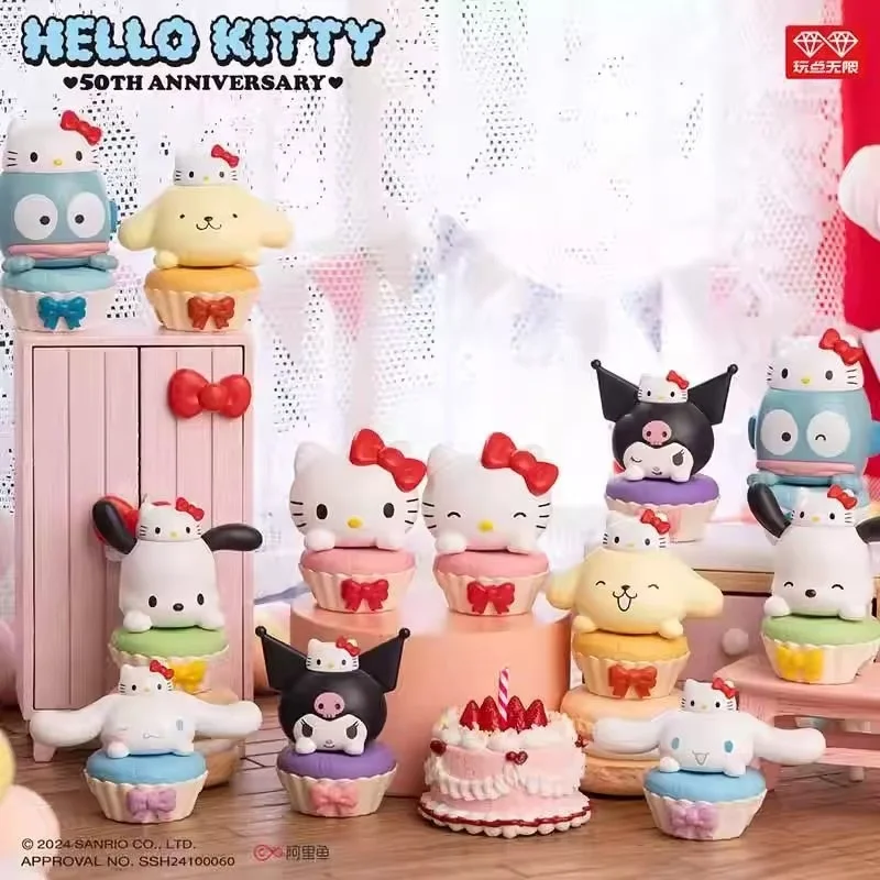 Новый Miniso Hello Kitty штабелируемая слепая коробка игрушка Kuromi Pompompurin Cinnamoroll Pochacco