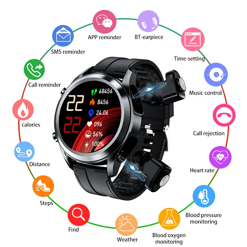 

Новинка спортивные Смарт-часы T10 TWS Bluetooth гарнитура комбинированный мониторинг пульса и артериального давления мужской мониторинг здоровья