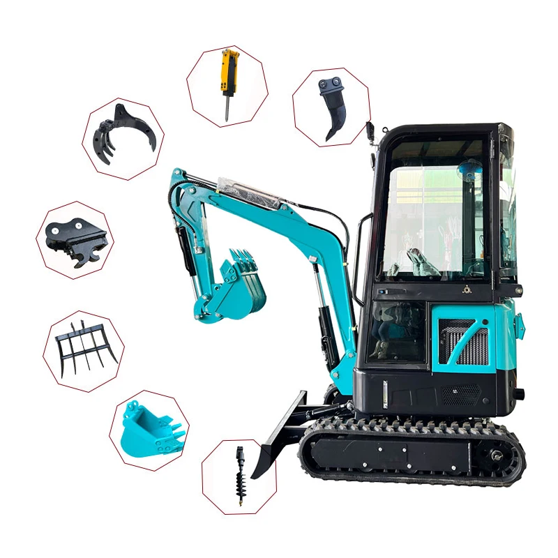 China New Mini Excavator 1.7t 3 Cylinder Diesel 1700kg Micro Digger 1 Ton 1.5T 0.045 m3 Small Bucket Excavator Attachments