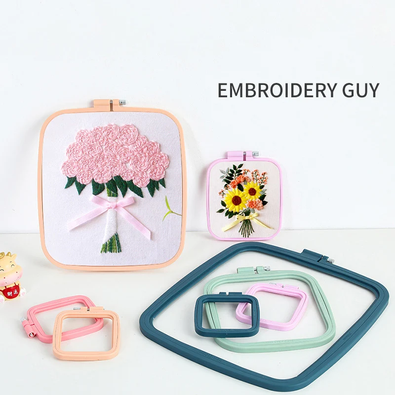 

Household Sewing Tools Cross Stitch Loop Plastic Hand Square Embroidery Hoops Cross Stitch Hoop Ring DIY Needlecraft 5 Sizes