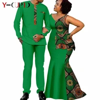 african couple wear dashiki african clothes print long dresses for women matching men outfits shirts and pants sets y22c006