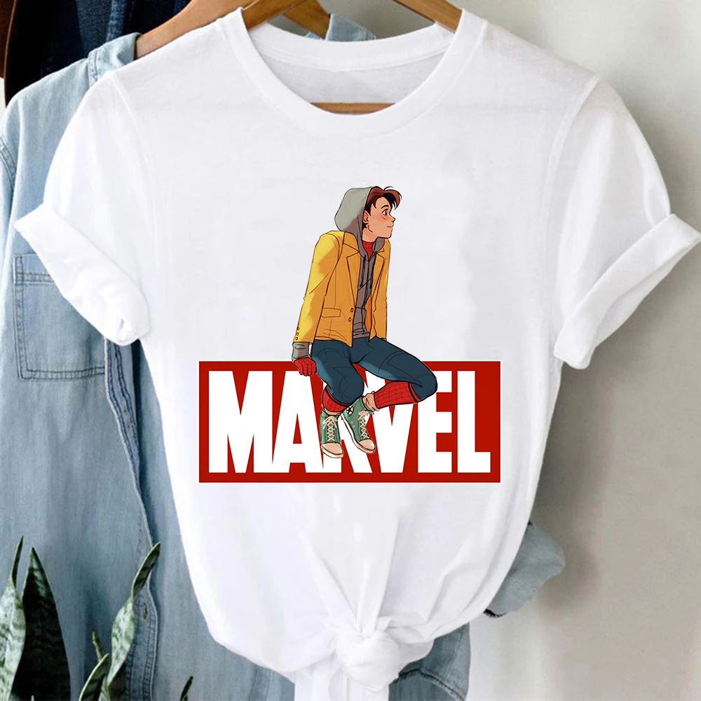 Футболка Человек-паук Мужская футболка с надписью Marvel Мультяшные аниме Harajuku Kawaii