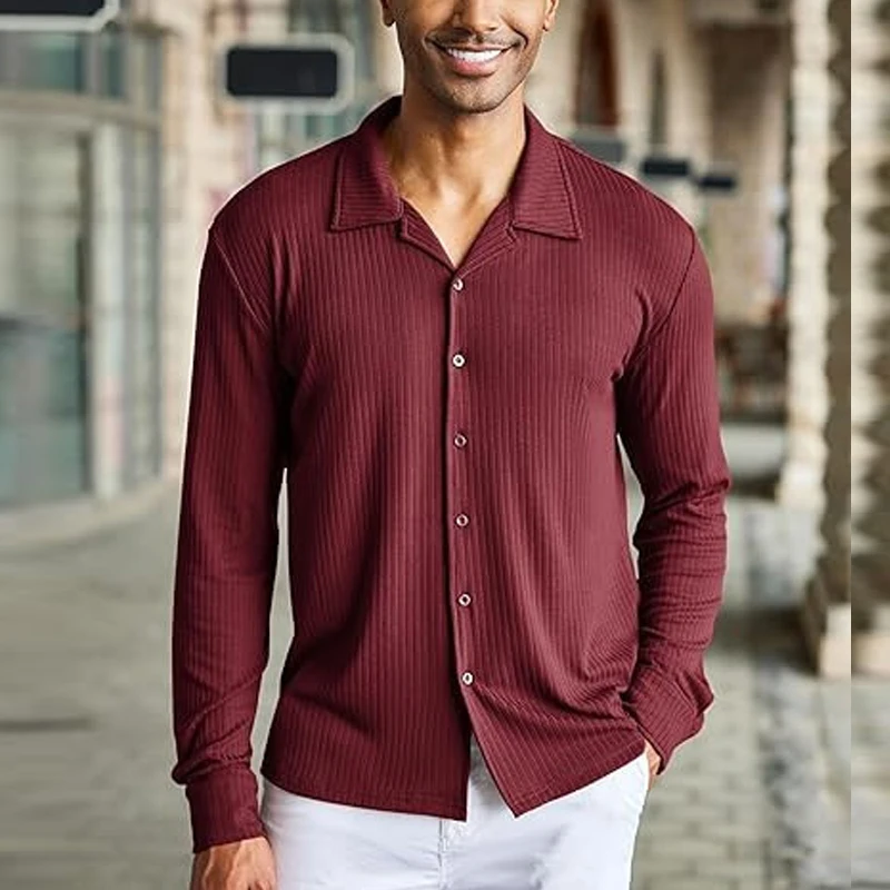 Рубашка мужская классическая с длинным рукавом приталенная Повседневная