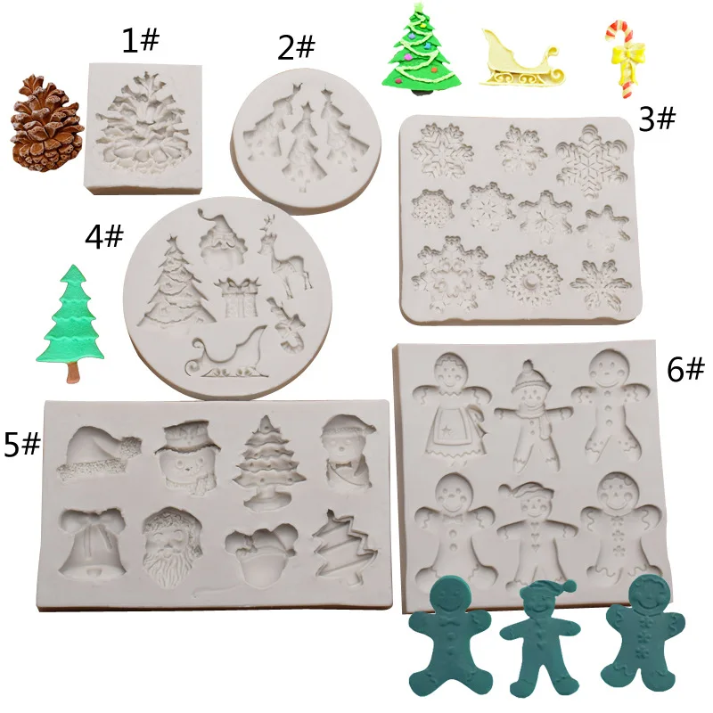 

Christmas Polymer Clay Mold DIY UV Resin Charm Plaster Casting 3D Modeling Panel Silicone Mold for Epoxy Mallen Form Mould