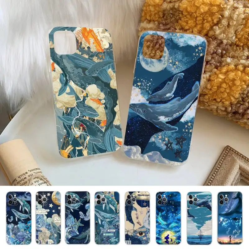 Killer Whale Phone Case For iPhone 13 14 Pro Max XS XR 12 11 Pro 13 Mini 6 7 8 Plus Clear Back Cover Capa