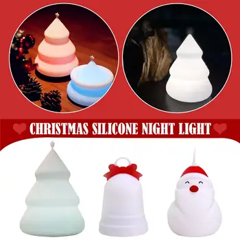 크리스마스 LED 야간 조명, 산타 클로스 트리 벨, USB 야간 램프, 터치 센서 실리콘 무드 라이트 램프, 어린이 침실 장식, W8V1