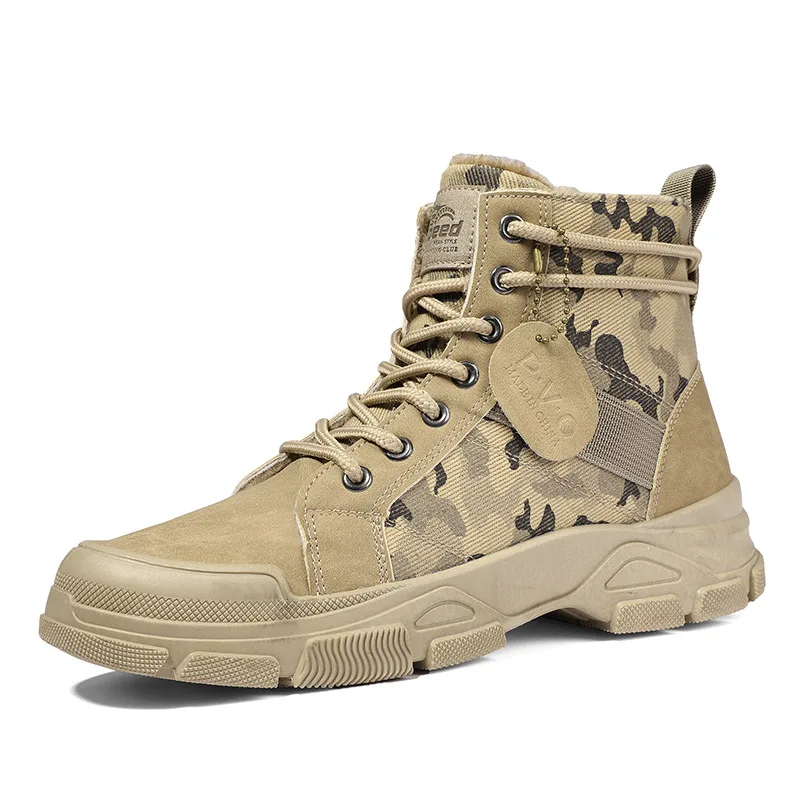 Winter Camouflage Boots for Men Trend Casual Warm Outdoor Male Sports Shoes Fashion Comfortable Tooling Desert Military Boots
