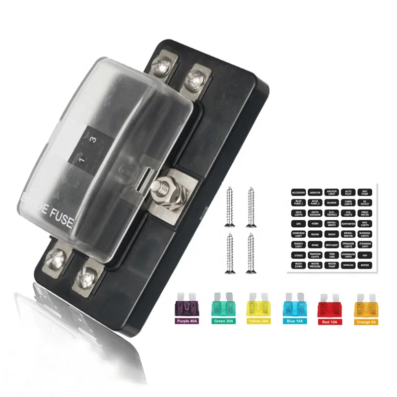 

4 Way Blade Fuse Box Standard Circuit Fuse Holder Box Block DC 12-32V With Waterproof Protection Cover