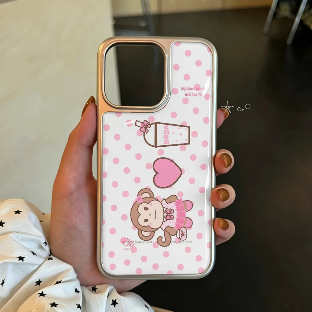 Милый чехол для телефона с обезьянкой Biye в стиле Ins для iPhone 17 16 15 14 13 12 11 Air Pro Max Plus, роскошный прозрачный мягкий чехол-накладка (art.: 3920daa714df8) - 3920daa714df8