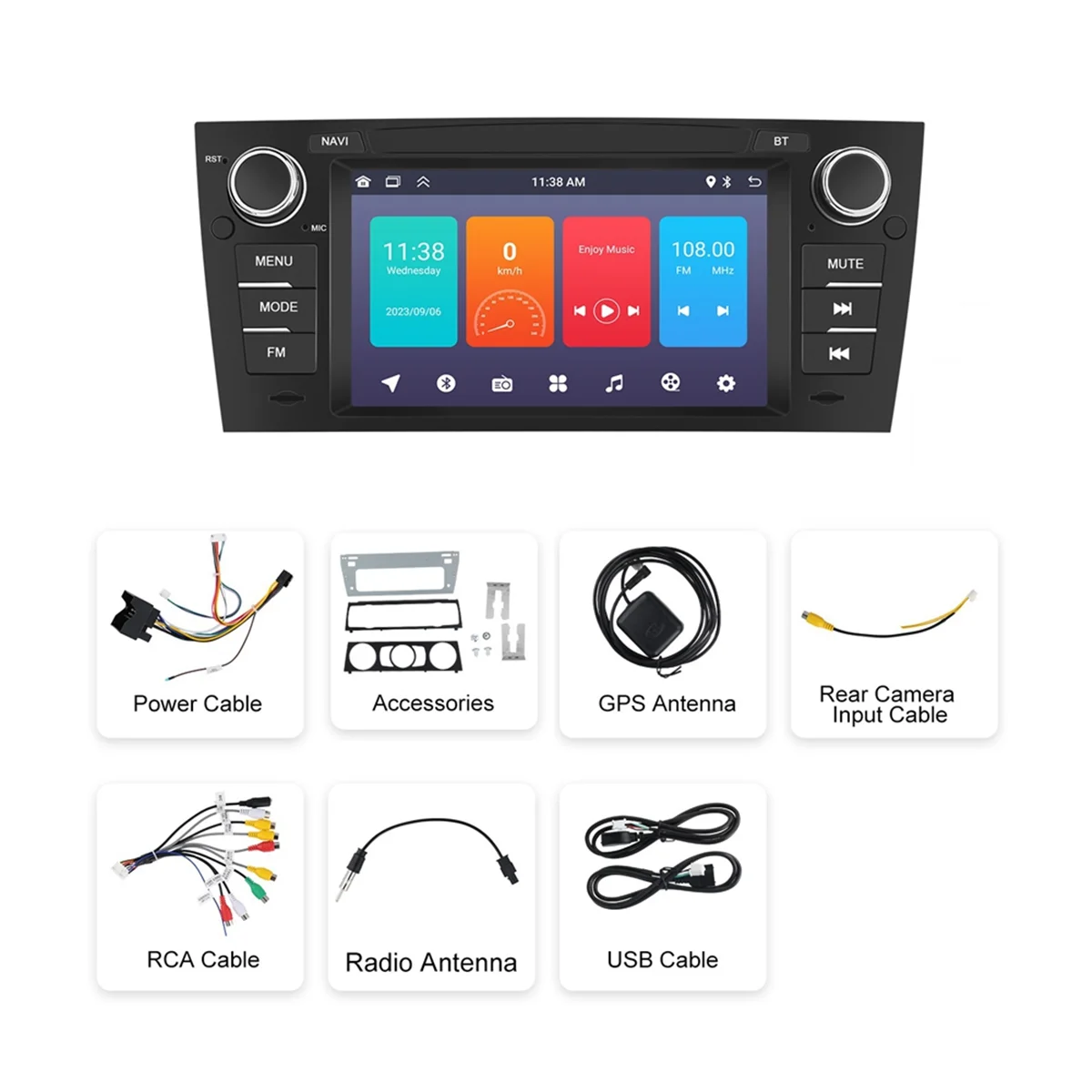 Автомобильный радиоприемник для 3 серии E90 2 Din 7 дюймов Android 13 2G и 64G Carplay Auto Bluetooth GPS FM