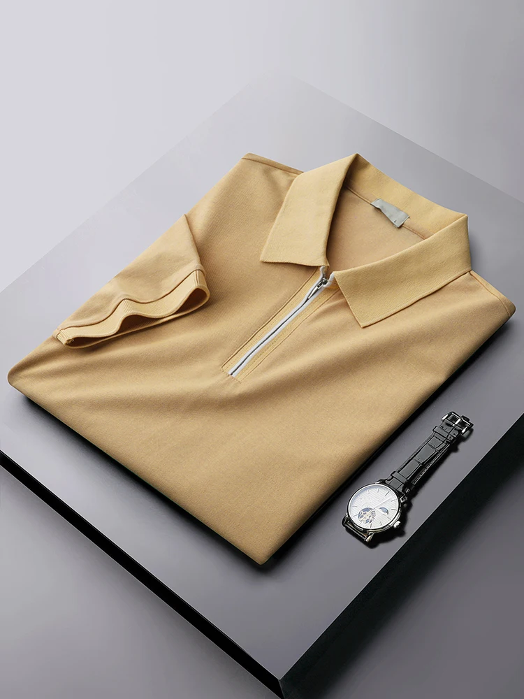 

Summer Casual 2022 Mens Short Sleeve Turn-down Collar Korean Style T Shirt Male Business Fashion Social Solid Polos Shirt L133