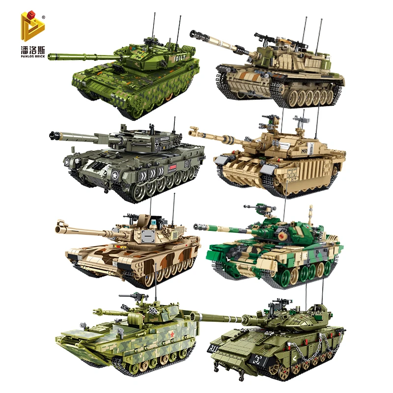 

Building Blocks Military PANLOS 1773 PCS Model Russia China 99 German Leopard Israel British Tank Children's Toy Sticker Gift