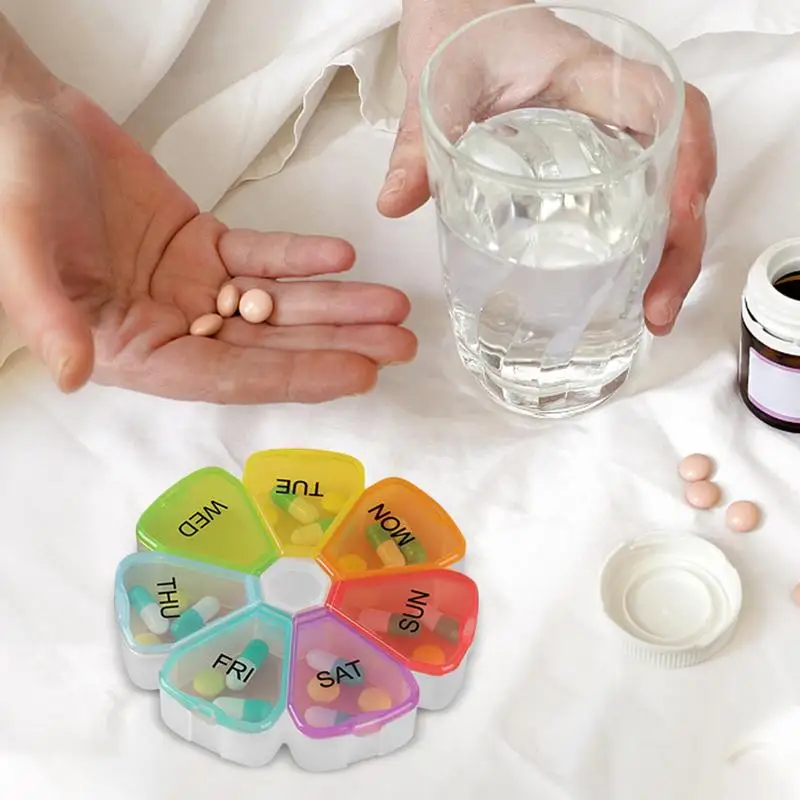 

Weekly Pill Box 7 Day Pill Case With Open Button Easy To Open Pill Box For Vitamin Cod Liver Oil Pills And Supplements