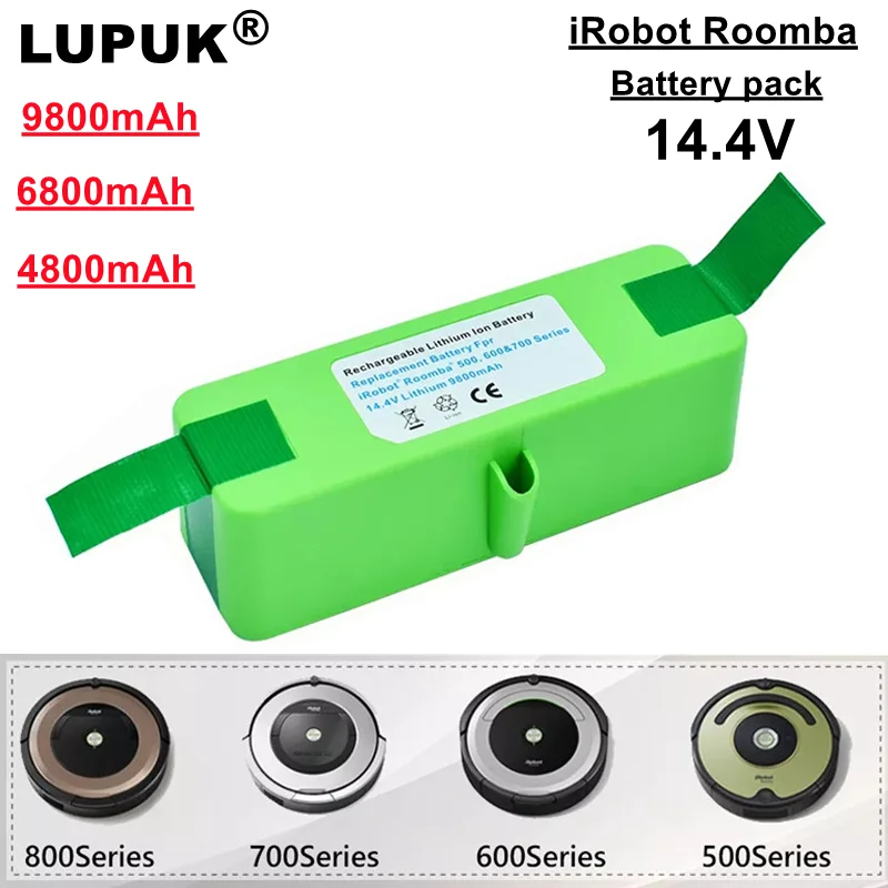 

14.4V iRobot Roomba replacement battery pack, 4800mAH / 6800mah / 980mah, suitable for iRobot Roomba series vacuum cleaner