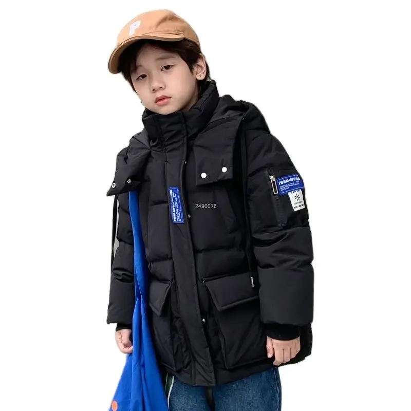 

2022 Boys Winter Thick Warm 95% White Duck Down Coat Kids Windproof Long Coat Children Outdoor Hoody Comfortable Snowsuit