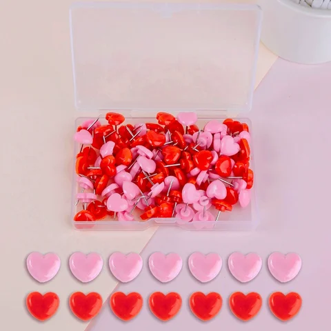 Канцелярские булавки сердечки 50 шт.
