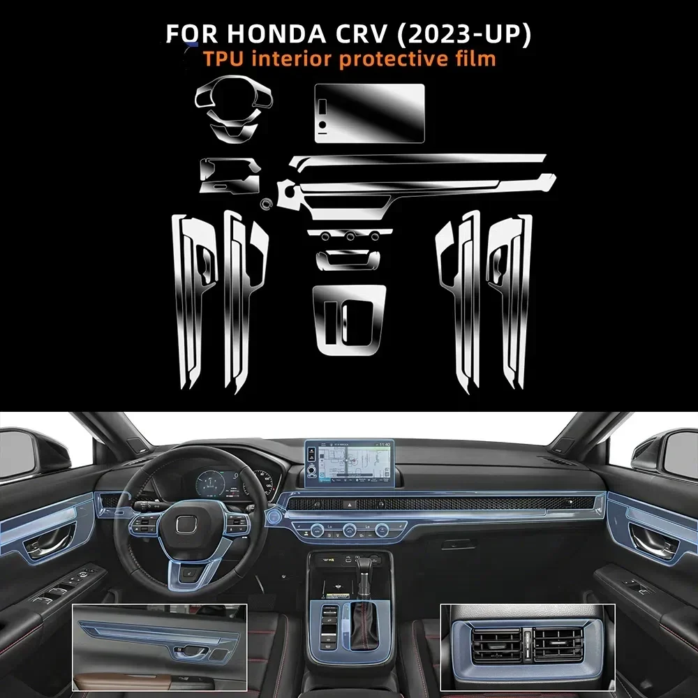 Фото Внутренняя защитная пленка от царапин для Honda CRV CR-V 2024 2025, дверь автомобиля, центральная консоль, медиа-приборная панель, навигационная пленка из ТПУ №1